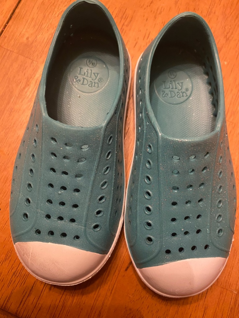 Lily & Dan Kids' Teal Slip-On Water Shoes with White Toe